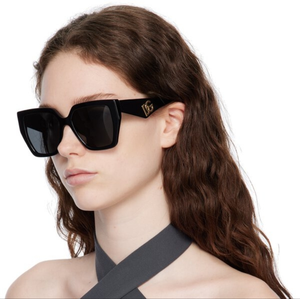 NEW DOLCE&GABBANA DG4438 501/87 BLACK OVERSIZED WOMEN SUNGLASSES DG 4438